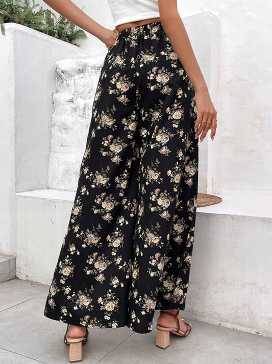 Floral Side Slit Wide Leg Pants - Bottoms - Pants - 2 - 2024