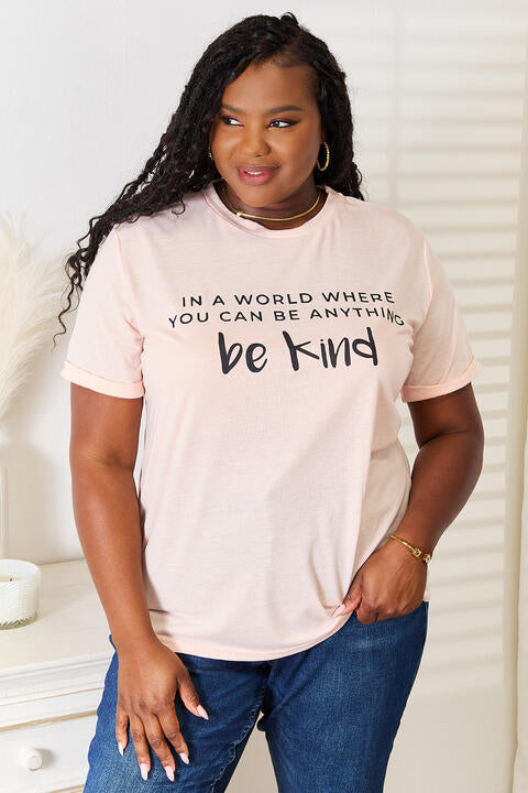 Slogan Graphic Cuffed T-Shirt - Blush Pink / S - T-Shirts - Shirts & Tops - 1 - 2024