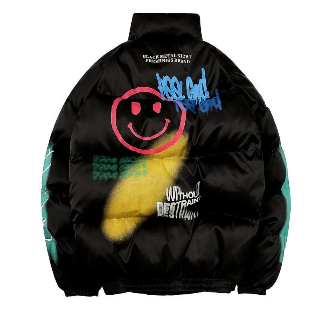 Smiley Face Puffer Jacket - Jackets & Coats - 1