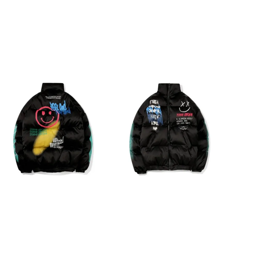 Smiley Face Puffer Jacket - Jackets & Coats - 9
