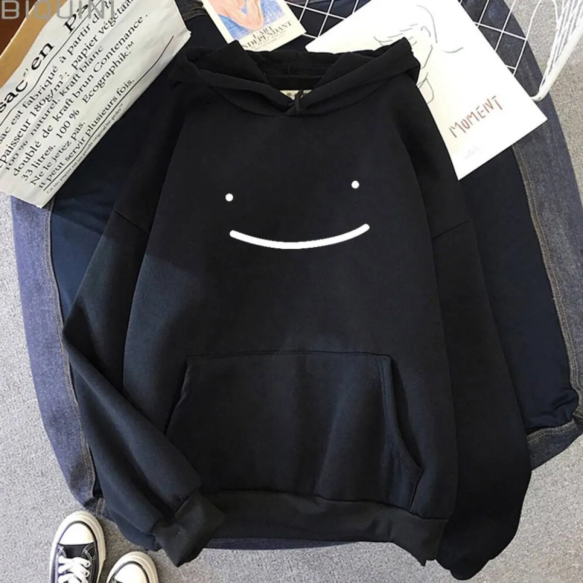 Smiley Printed Hoodie - Women’s Clothing & Accessories - 24