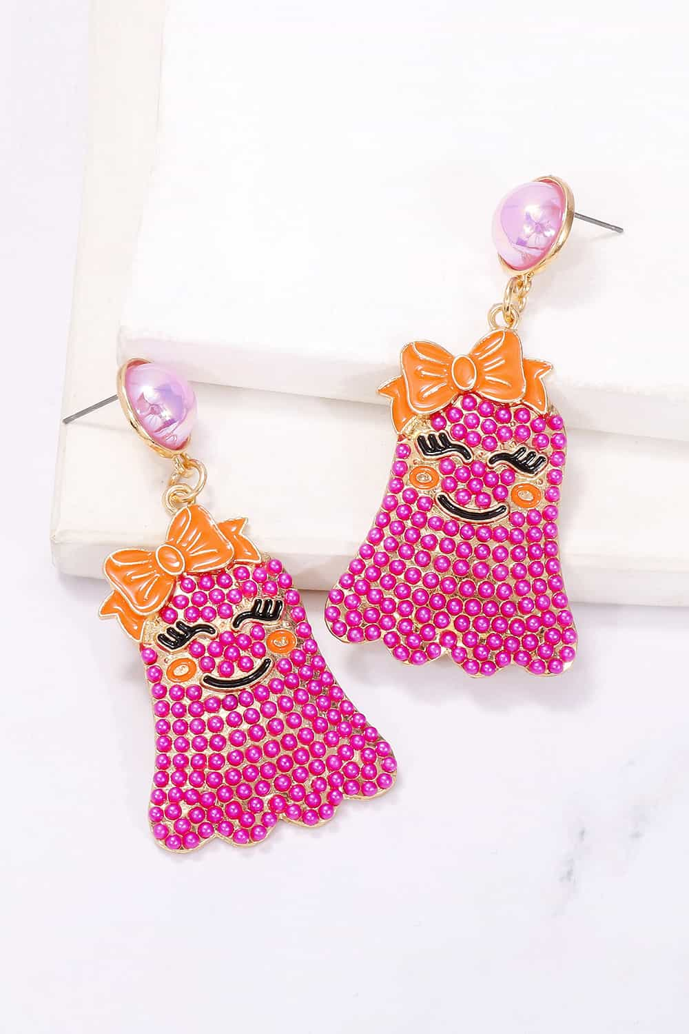 Smiling Ghost Shape Synthetic Pearl Earrings - Women’s Jewelry - Earrings - 7 - 2024