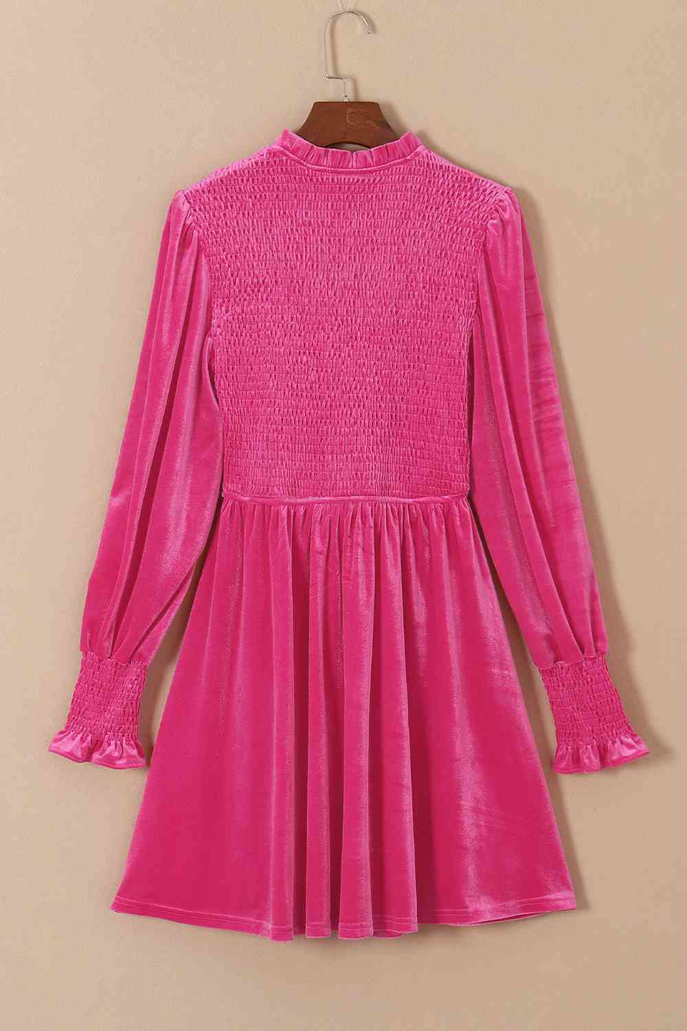 Smocked Round Neck Long Sleeve Dress - All Dresses - Dresses - 2 - 2024