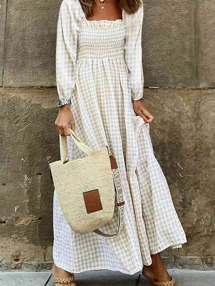 Smocked Square Neck Long Sleeve Dress - All Dresses - Dresses - 3 - 2024