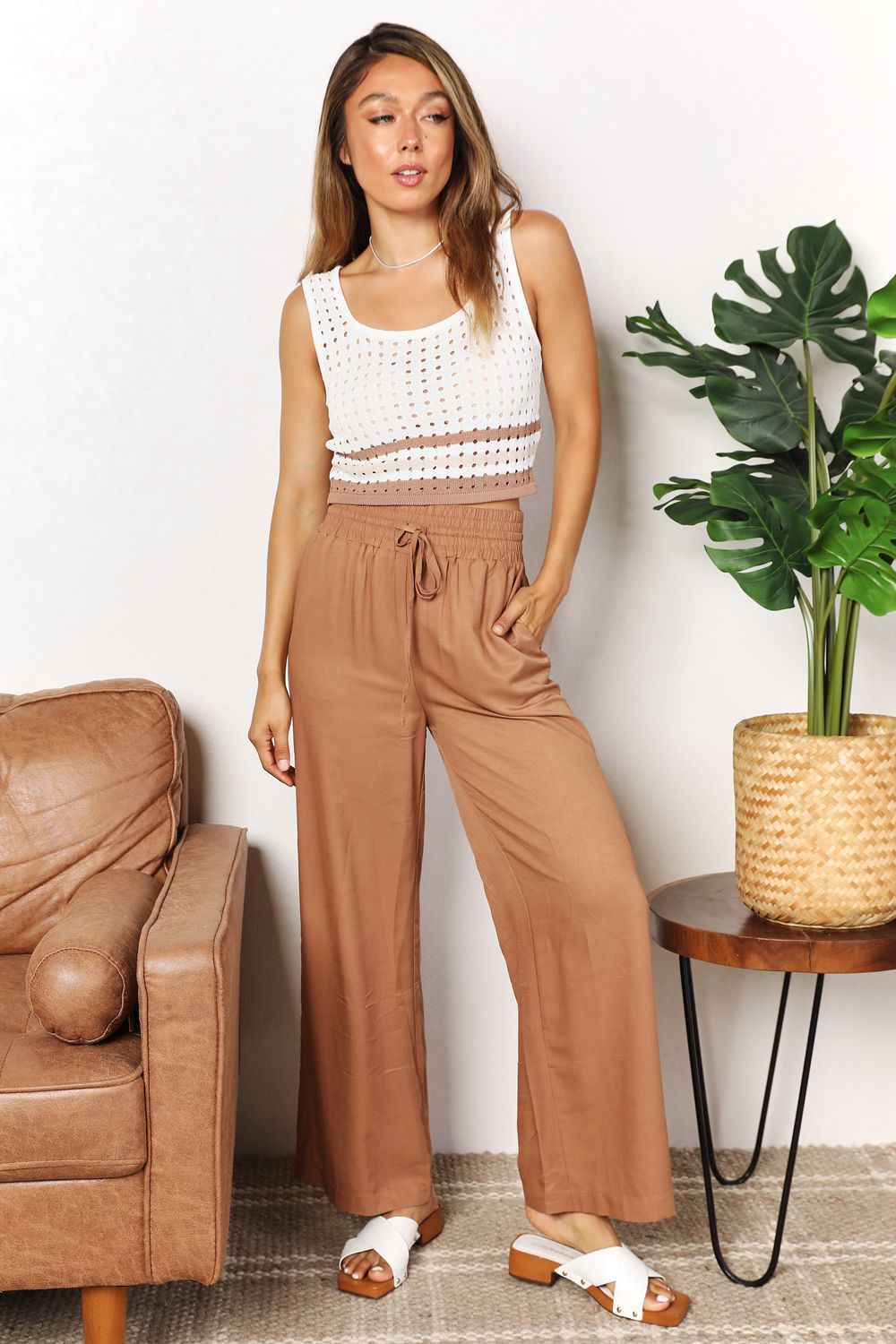 Smocked Waist Wide Leg Pants - Bottoms - Pants - 4 - 2024