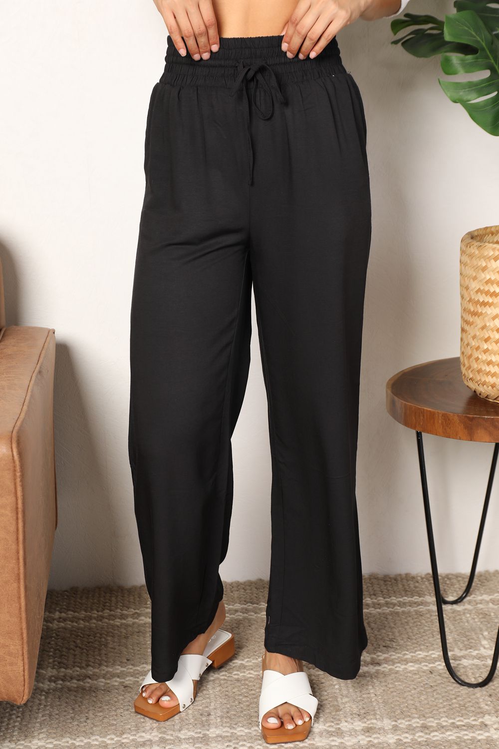 Smocked Waist Wide Leg Pants - Black / S - Bottoms - Pants - 6 - 2024