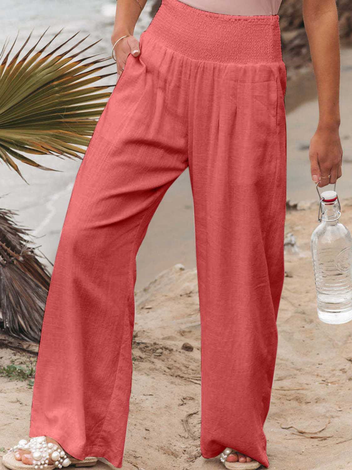 Full Size Smocked Waist Wide Leg Pants - Bottoms - Pants - 14 - 2024