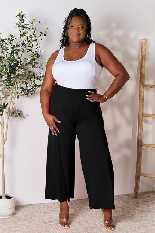 Smocked Wide Waistband Wide Leg Pants - Bottoms - Pants - 31 - 2024