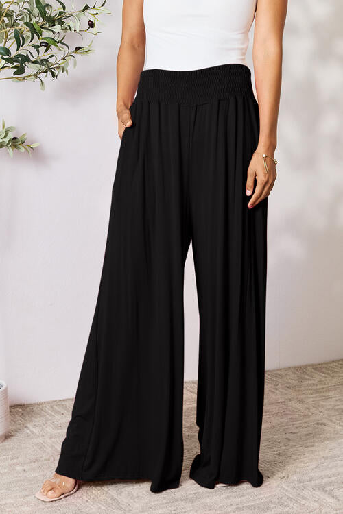 Smocked Wide Waistband Wide Leg Pants - Bottoms - Pants - 32 - 2024