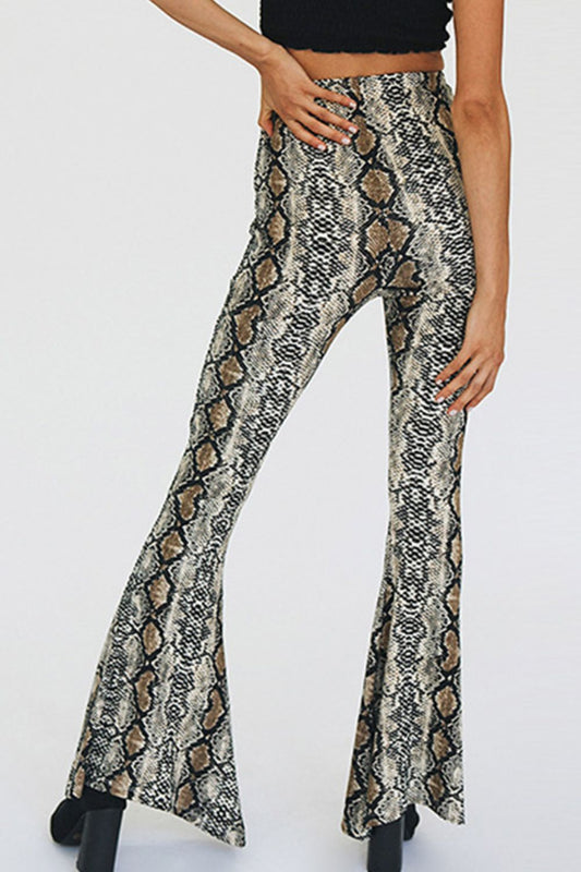 Snakeskin Print Flare Pants - Bottoms - Pants - 2 - 2024