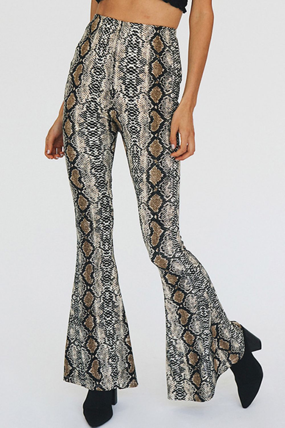 Snakeskin Print Flare Pants - Bottoms - Pants - 4 - 2024