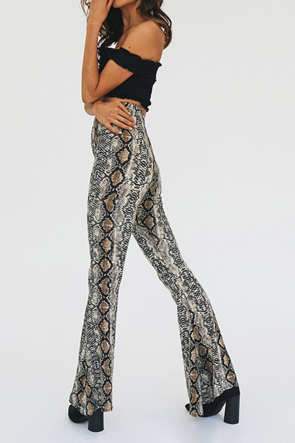 Snakeskin Print Flare Pants - Bottoms - Pants - 6 - 2024