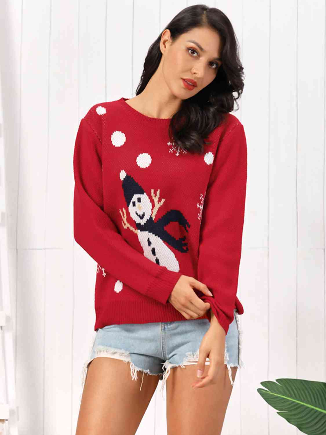 Snowman Round Neck Sweater - Sweaters - Shirts & Tops - 2 - 2024