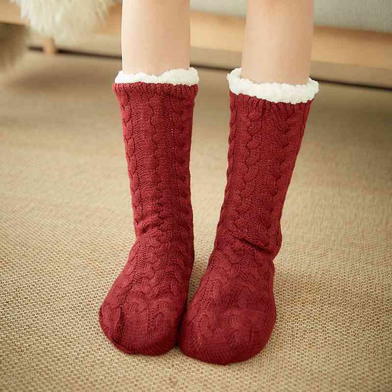 Contrast Winter Socks - Wine / One Size - Socks & Hosiery - Socks - 1 - 2024