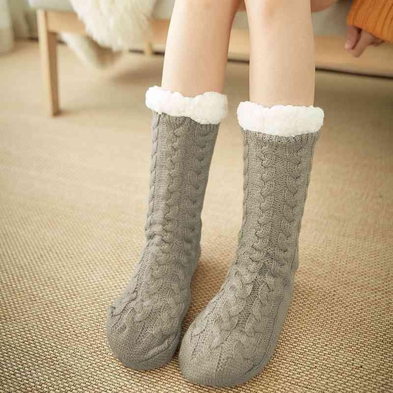 Contrast Winter Socks - Khaki / One Size - Socks & Hosiery - Socks - 7 - 2024