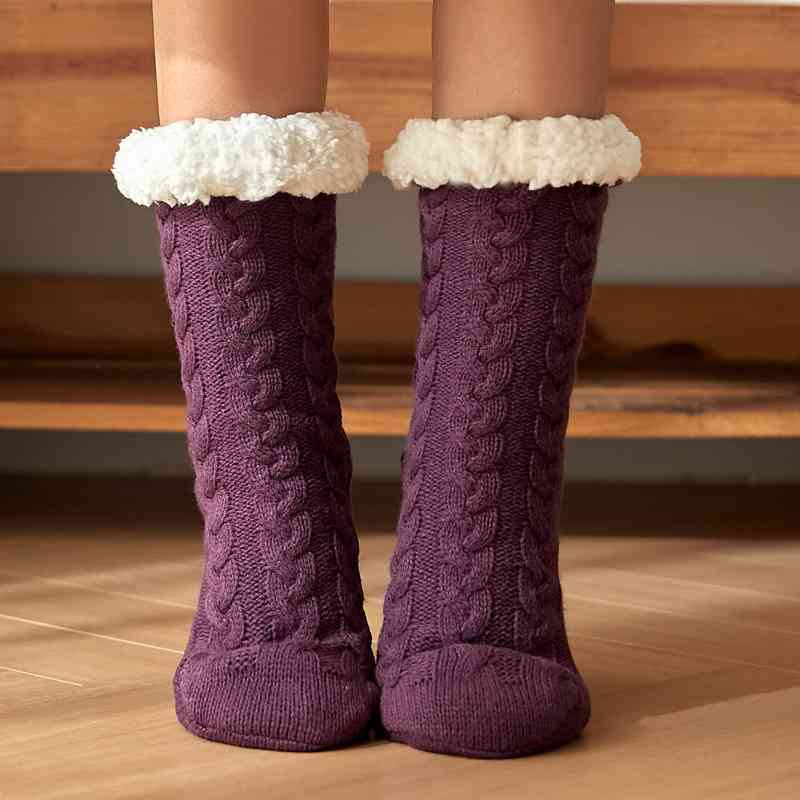 Contrast Winter Socks - Plum / One Size - Socks & Hosiery - Socks - 8 - 2024