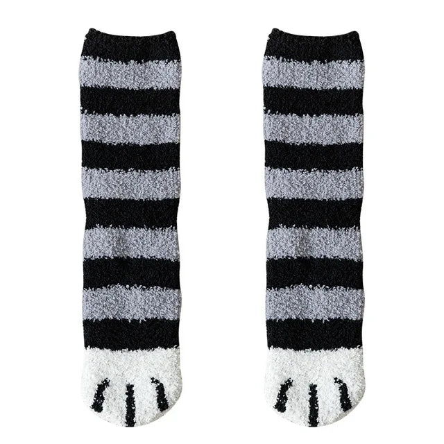 Cute 3D Paw Print Fleece Socks - Cozy & Funny Home Wear - Gray / European Size 35-43 - Socks & Hosiery - Socks - 11