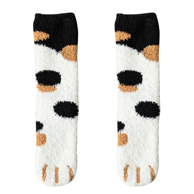 Cute 3D Paw Print Fleece Socks - Cozy & Funny Home Wear - Pink / European Size 35-43 - Socks & Hosiery - Socks - 8