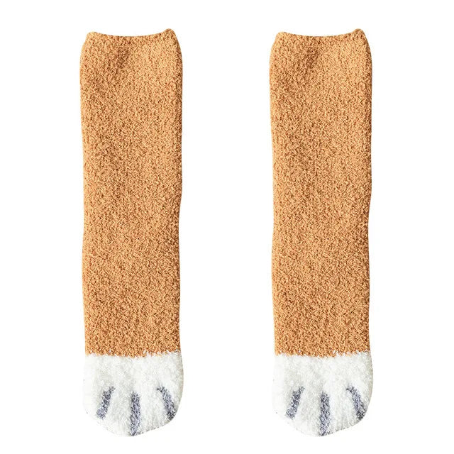 Cute 3D Paw Print Fleece Socks - Cozy & Funny Home Wear - Brown / European Size 35-43 - Socks & Hosiery - Socks - 10