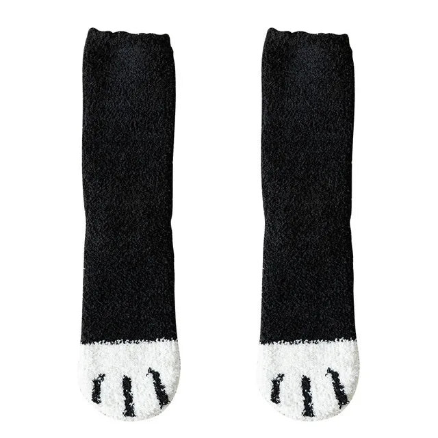 Cute 3D Paw Print Fleece Socks - Cozy & Funny Home Wear - Black / European Size 35-43 - Socks & Hosiery - Socks - 9