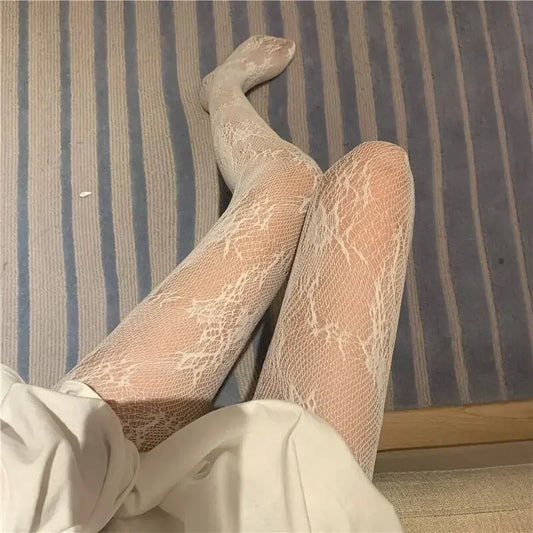 Floral Patterned Streetwear Stockings - White / One Size - Socks & Hosiery - Clothing Accessories - 7 - 2024