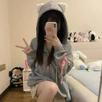 Soft Girl Cute Cat Embroidered Hoodie - Hoodies & Sweatshirts - 3