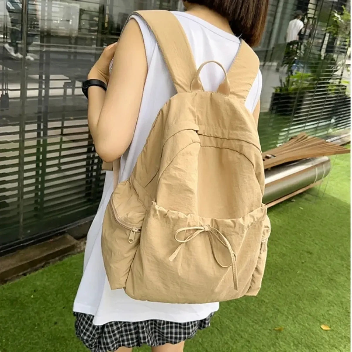 Kawaii Bow Soft Nylon Backpack - Women Bags & Wallets - Backpack - 2