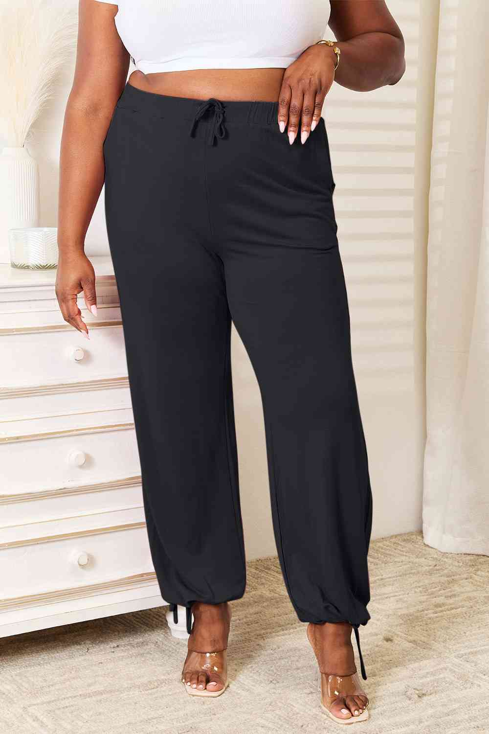 Soft Rayon Drawstring Waist Pants with Pockets - Bottoms - Pants - 9 - 2024