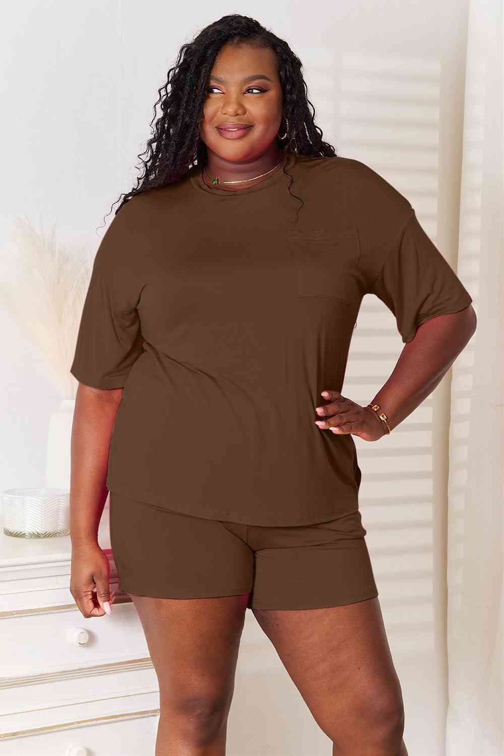 Soft Rayon Half Sleeve Top and Shorts Set - Chocolate / S - Tops - Outfit Sets - 11 - 2024