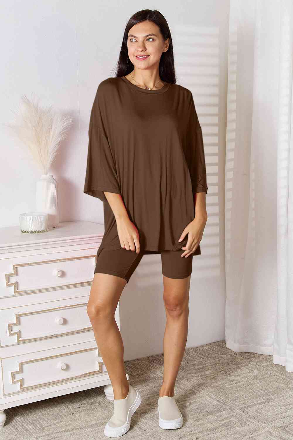 Soft Rayon Three-Quarter Sleeve Top and Shorts Set - Tops - Outfit Sets - 4 - 2024