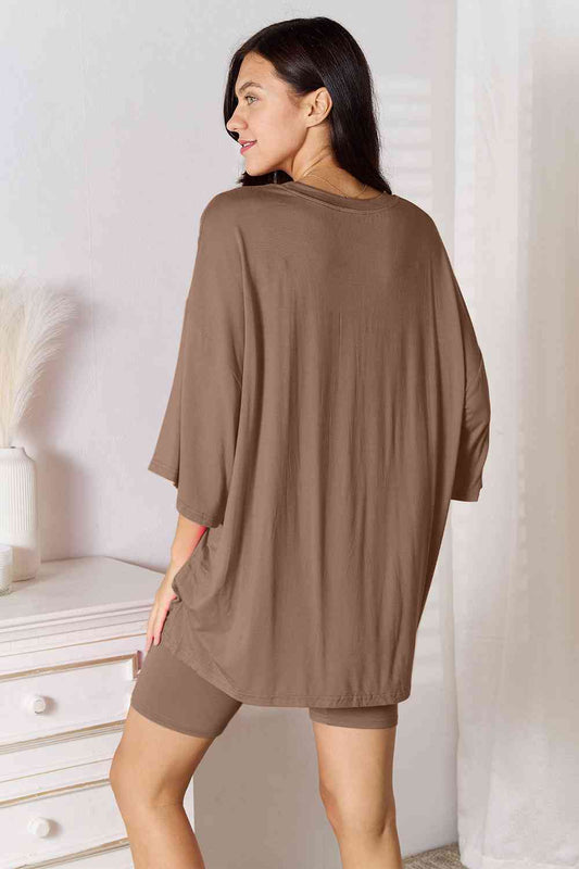 Soft Rayon Three-Quarter Sleeve Top and Shorts Set - Tops - Outfit Sets - 2 - 2024