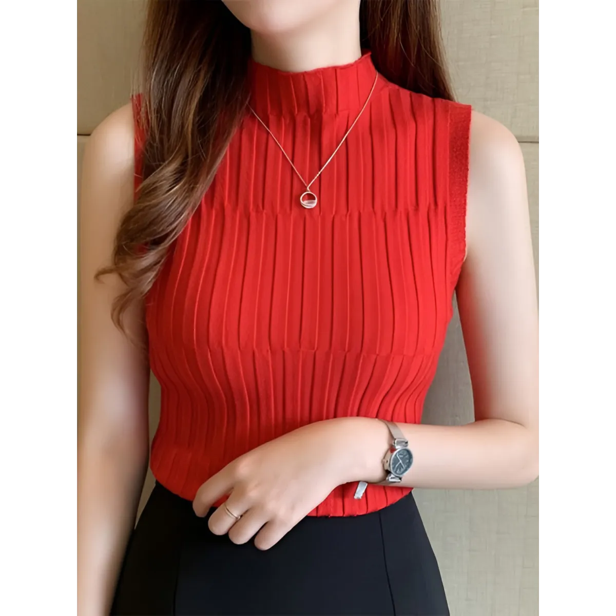 Solid Knitted Vest Tank Tops - Sweaters - Shirts & Tops - 12 - 2024