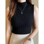 Solid Knitted Vest Tank Tops - Black / One Size - Sweaters - Shirts & Tops - 21 - 2024