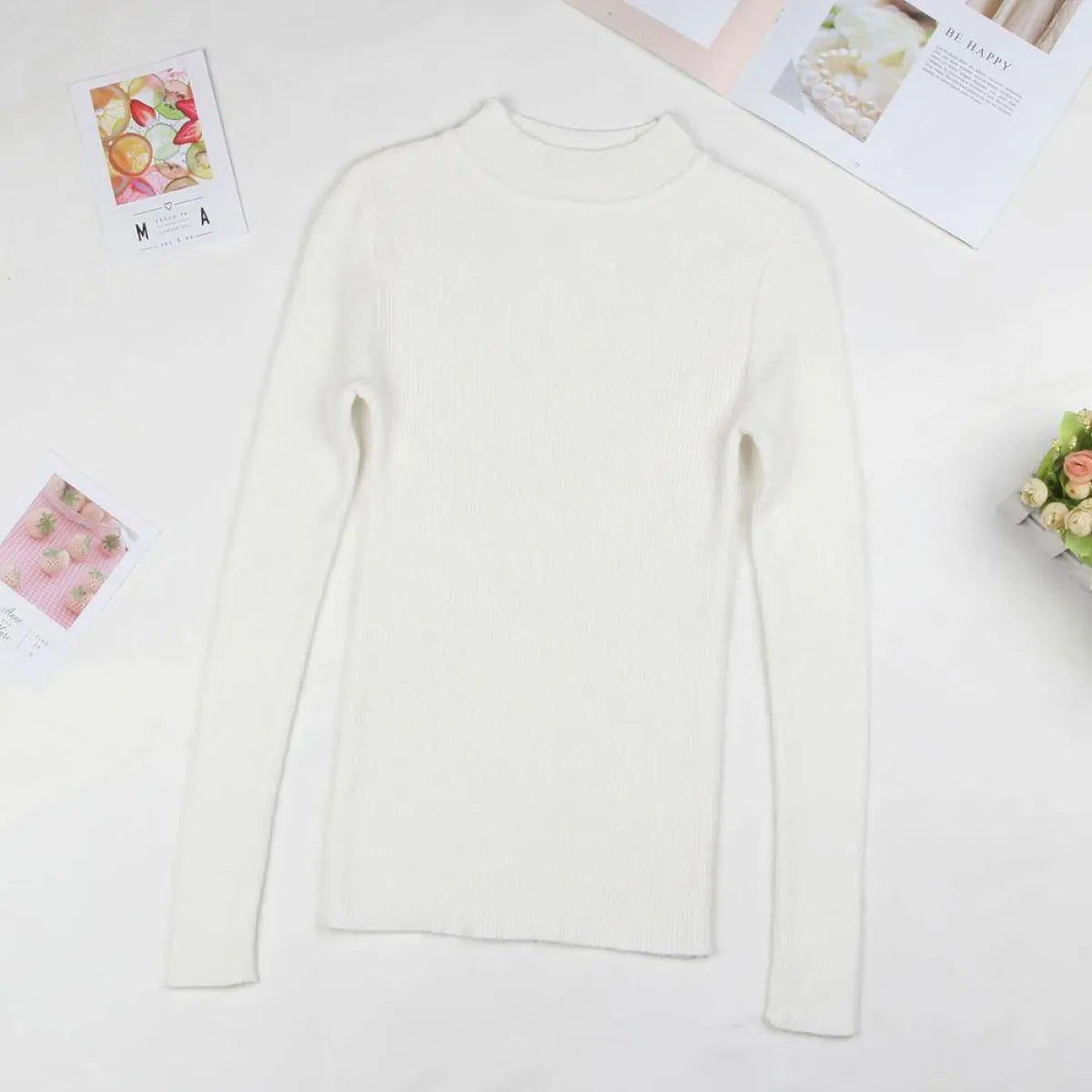 Solid Turtleneck Sweater - Sweaters - 21