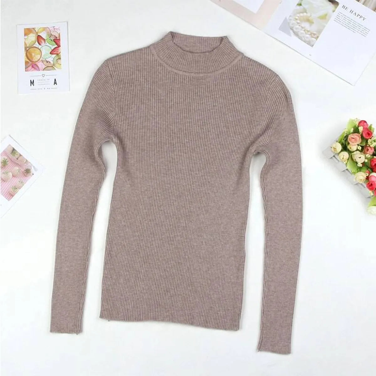 Solid Turtleneck Sweater - Sweaters - 23