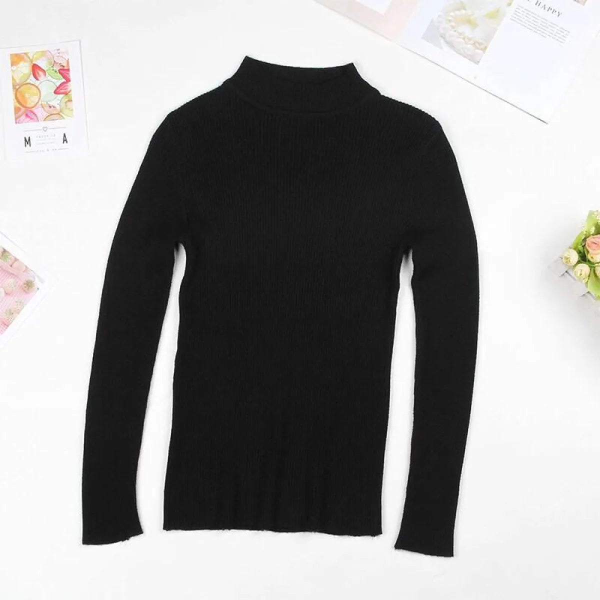Solid Turtleneck Sweater - Sweaters - 24