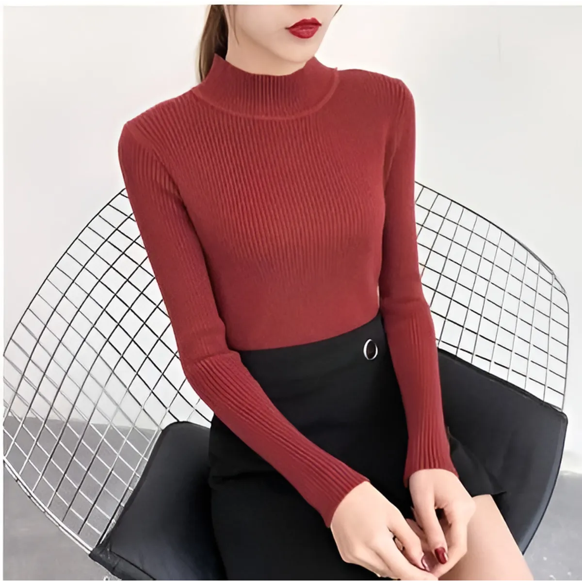 Solid Turtleneck Sweater - Sweaters - 27