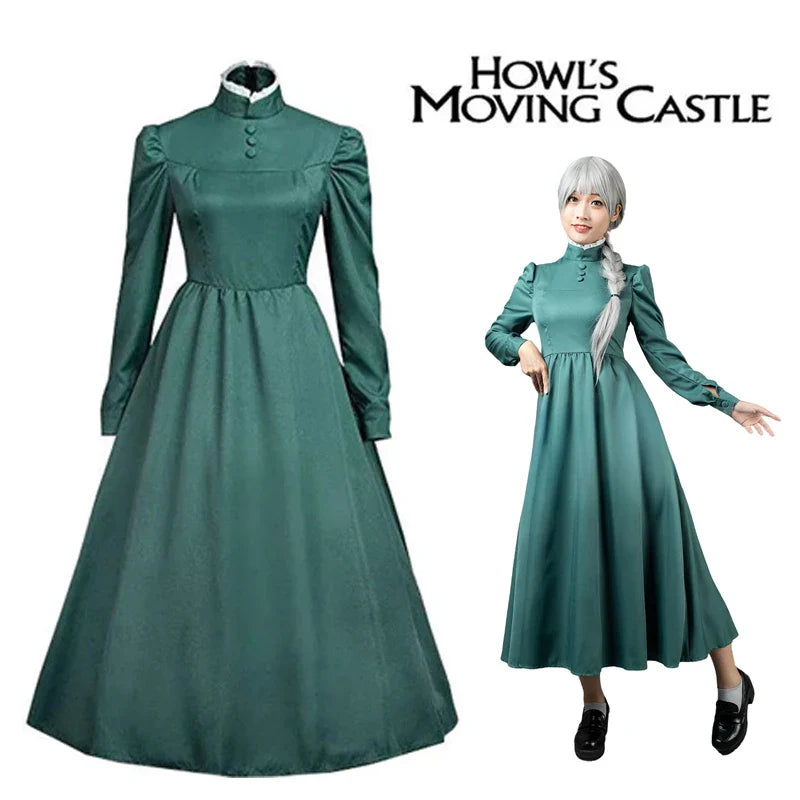 Sophie Cosplay Dress – Howl’s Moving Castle Green Outfit with Hat - S / Dress Only - All Dresses - Costume Sets