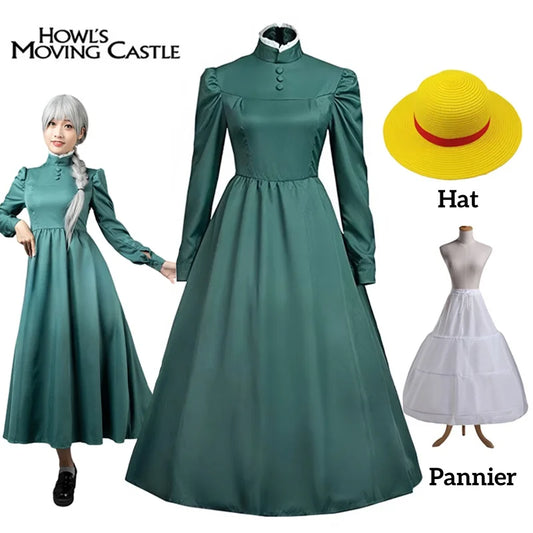 Sophie Cosplay Dress – Howl’s Moving Castle Green Outfit with Hat - All Dresses - Costume Sets - 2024 - 1