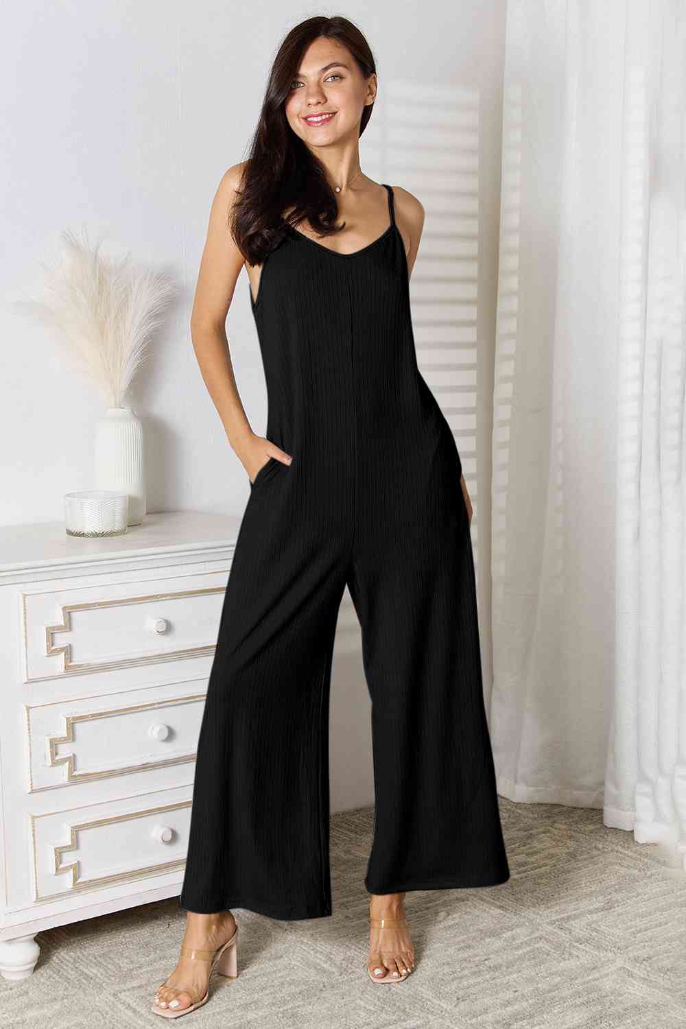 Spaghetti Strap V-Neck Jumpsuit - Women’s Clothing & Accessories - Jumpsuits & Rompers - 14 - 2024