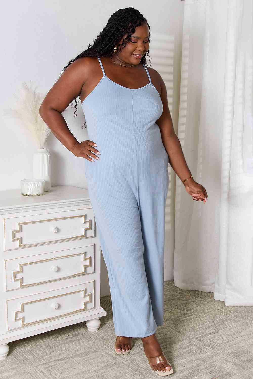 Spaghetti Strap V-Neck Jumpsuit - Women’s Clothing & Accessories - Jumpsuits & Rompers - 4 - 2024