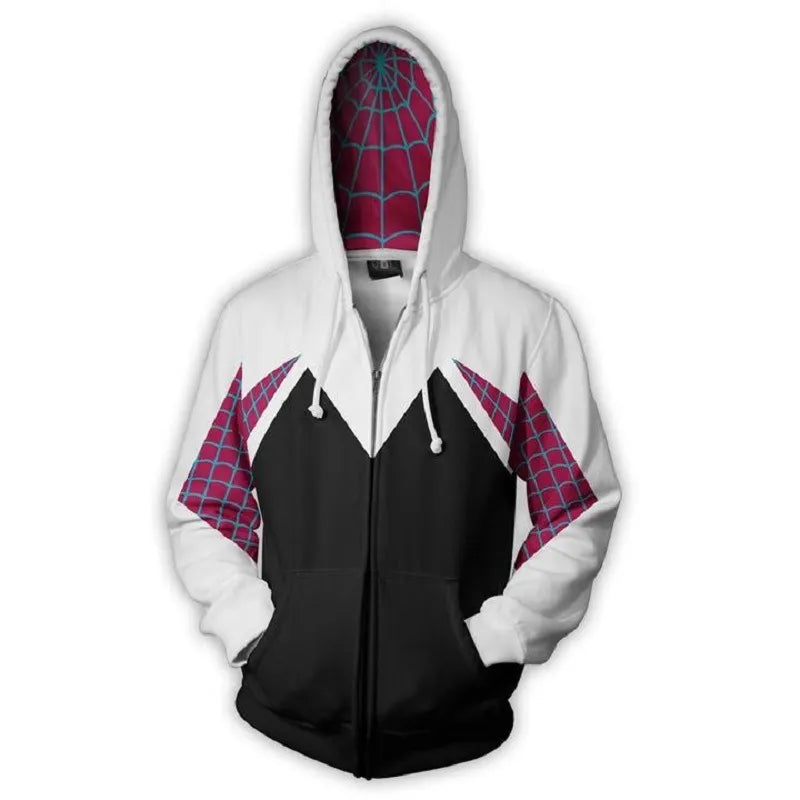 Spider Gwen Stacy Hoodie Kimono - Cosplay Costume Hooded Pullover - COAT / S / CN | Gwen Stacy - Cosplay - Costumes - 4