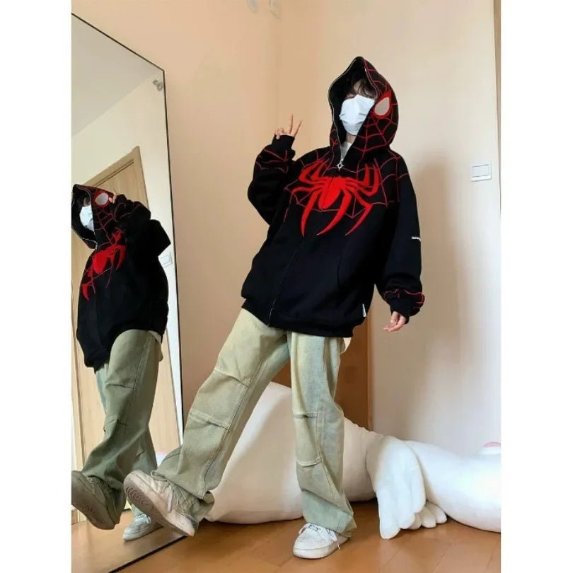 Spider Print Hoodie - Unisex - Oversize Hip Hop - Hoodies & Sweatshirts - Shirts & Tops - 5 - 2024