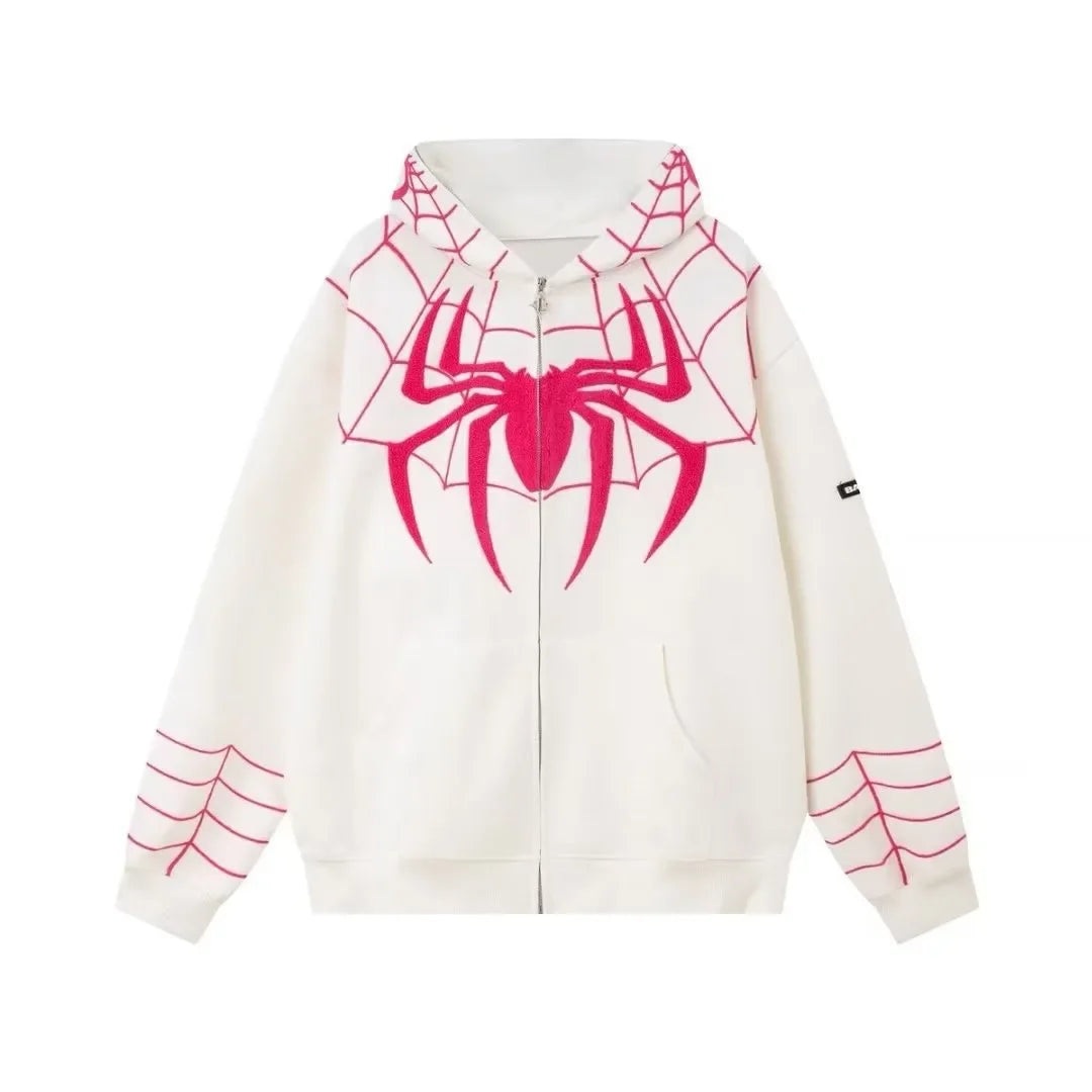 Spider Print Hoodie - Unisex - Oversize Hip Hop - white / M - Hoodies & Sweatshirts - Shirts & Tops - 7 - 2024