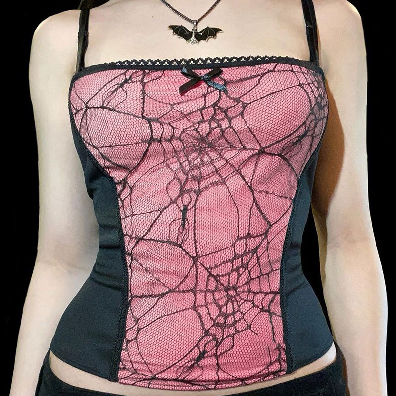 Spider Web Camisole - Pink / M - Women’s Clothing & Accessories - Shirts & Tops - 32 - 2024