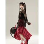 Spider Web Knit Sweater – Y2K Off Shoulder Grunge Pullover - Sweaters - Long - Asymmetric - Tops - 5