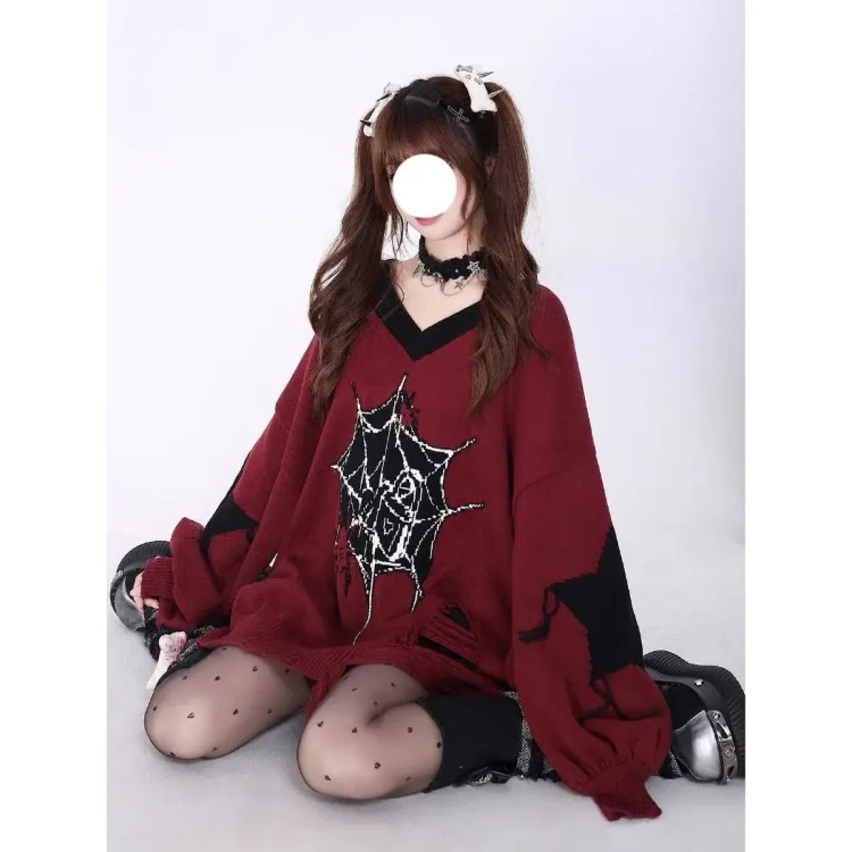 Spider Web Tassel Knit Sweater – Y2K Harajuku Grunge - Sweaters - Sweater / Pullover - 6