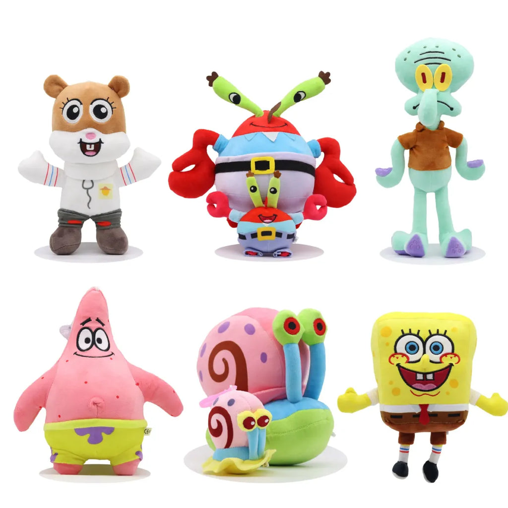 SpongeBob Plush Set – 8/4 Inch Cute Cartoon Character Bag Charms & Gifts - Christmas - Plushie - 1