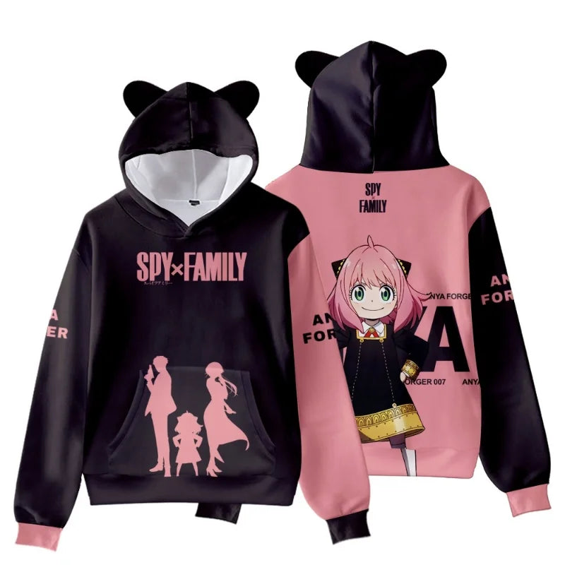 3D Printed Spy X Family Hoodie with Cute Cat Ears - Black / 140cm - Tops & Tees - Shirts & Tops - 10 - 2024