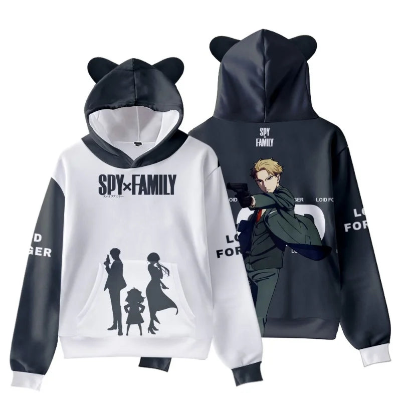 3D Printed Spy X Family Hoodie with Cute Cat Ears - Dark Gray / 140cm - Tops & Tees - Shirts & Tops - 12 - 2024